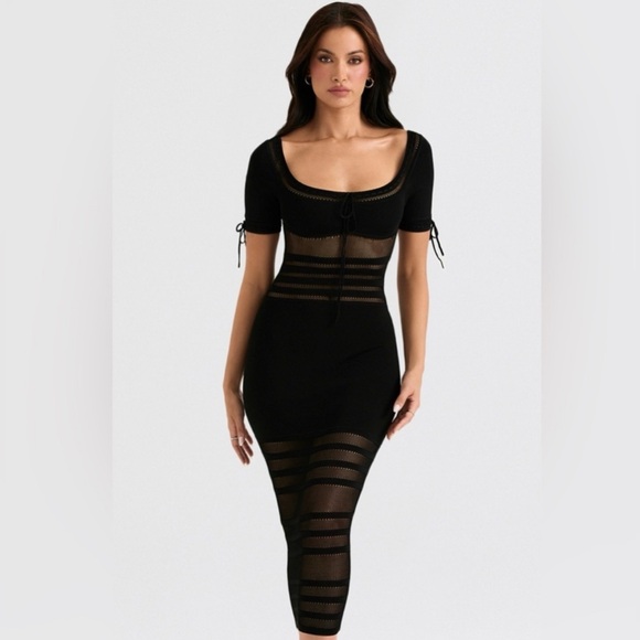 House of CB Black Sheer Midi Dress - Picture 3 of 10